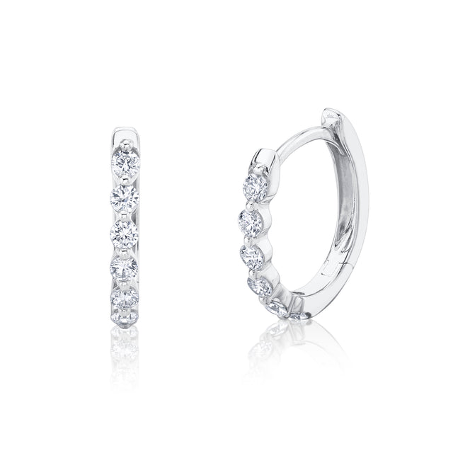Shy Creation 0.26 ct Diamond Oval Huggie Earrings in 14K White Gold