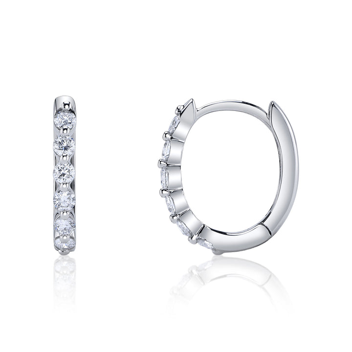 Shy Creation 0.26Ct 14K White Gold Diamond Oval Huggie Earring SC55021641