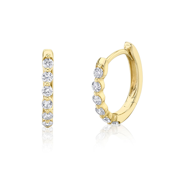 Shy Creation 0.26Ct 14K Yellow Gold Diamond Oval Huggie Earring SC55021642