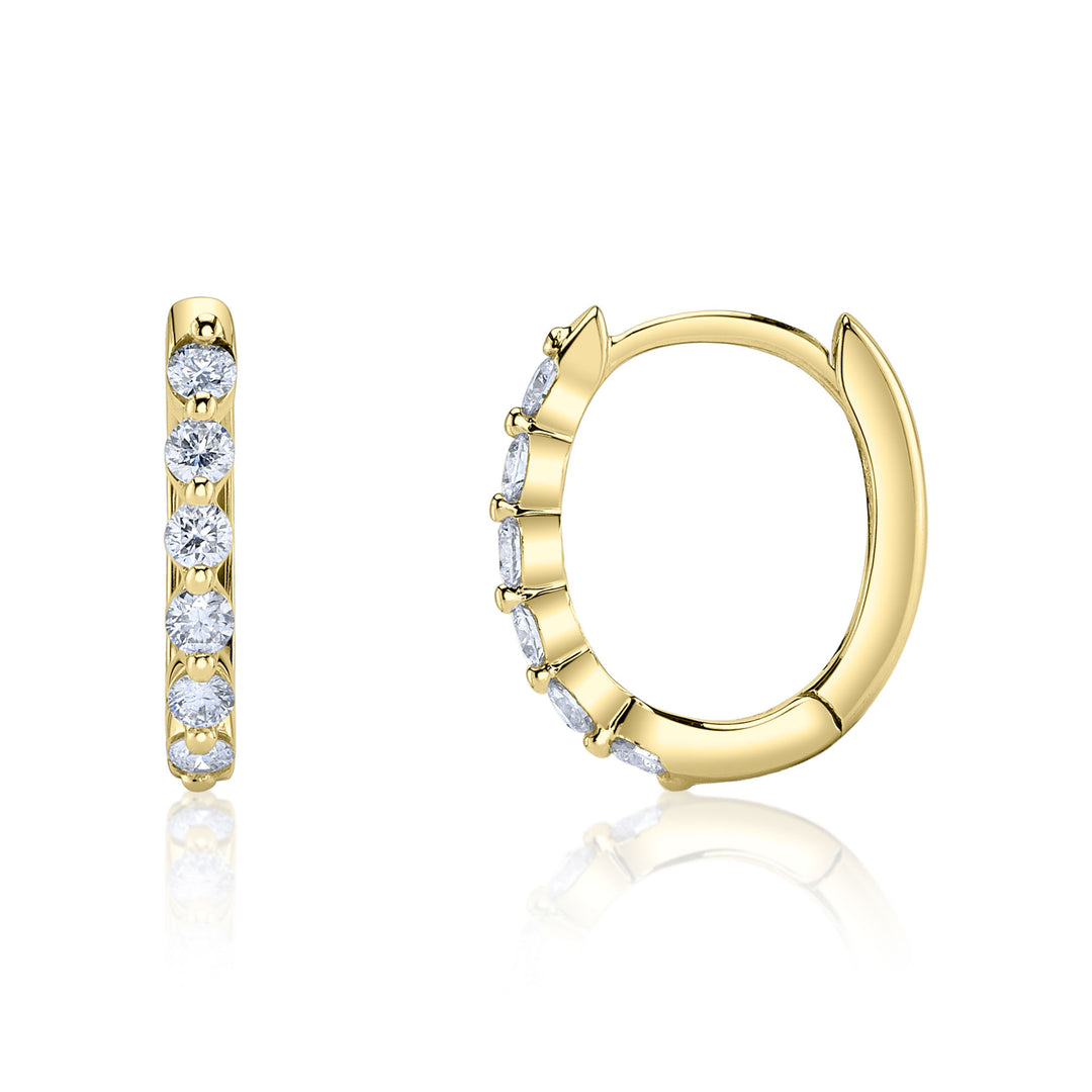 Shy Creation 0.26Ct 14K Yellow Gold Diamond Oval Huggie Earring SC55021642