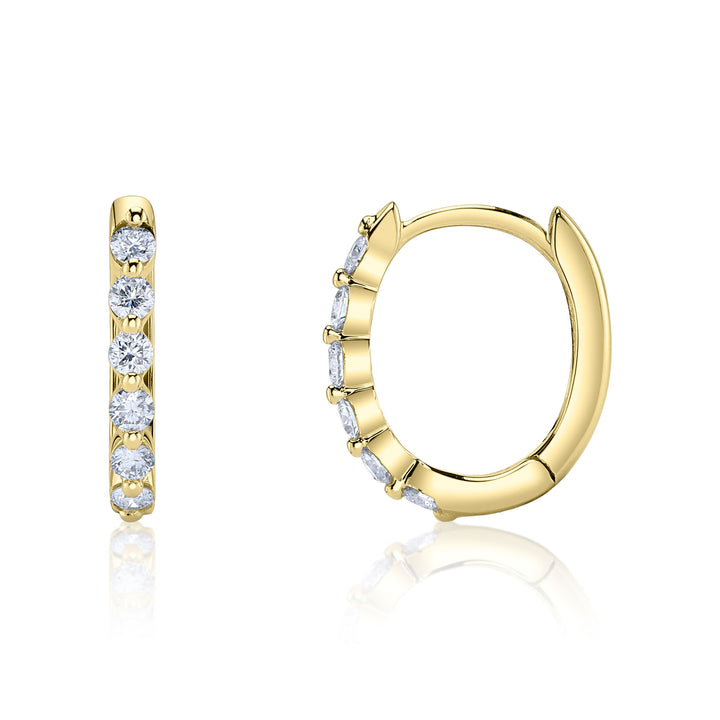 Shy Creation 0.26Ct 14K Yellow Gold Diamond Oval Huggie Earring SC55021642
