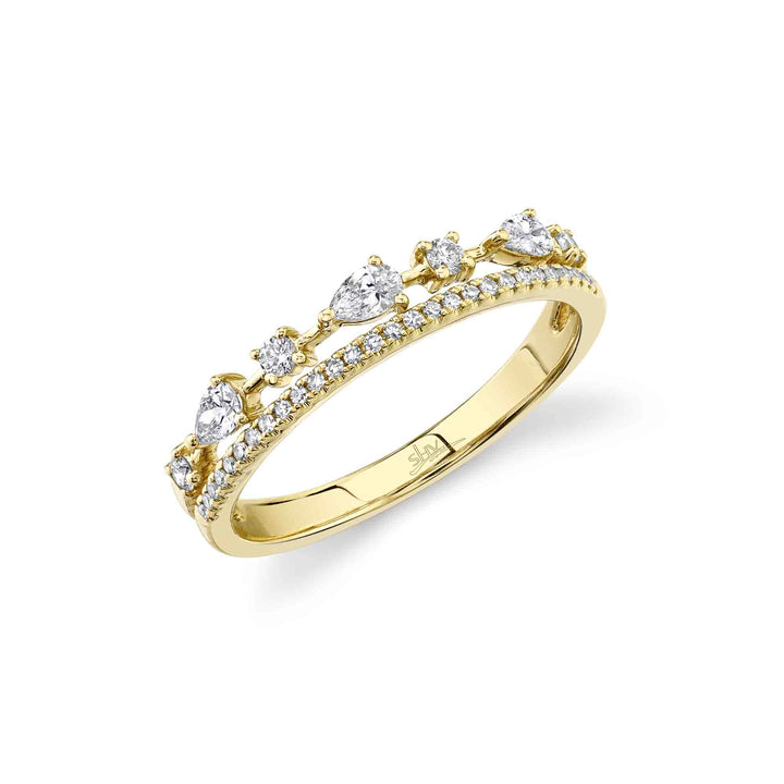 Shy Creation 0.37Ct 14K Yellow Gold Diamond Pear Ring SC55021925