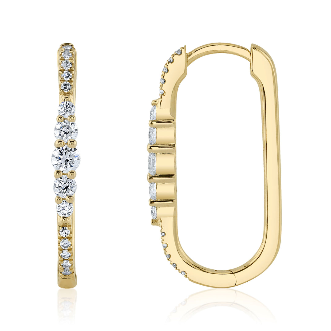 Shy Creation 14K Yellow Gold 0.29 TCW Diamond Oval Hoop Earrings SC55022231H0.80