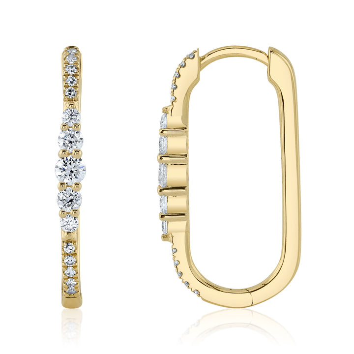 Shy Creation 14K Yellow Gold 0.29 TCW Diamond Oval Hoop Earrings SC55022231H0.80