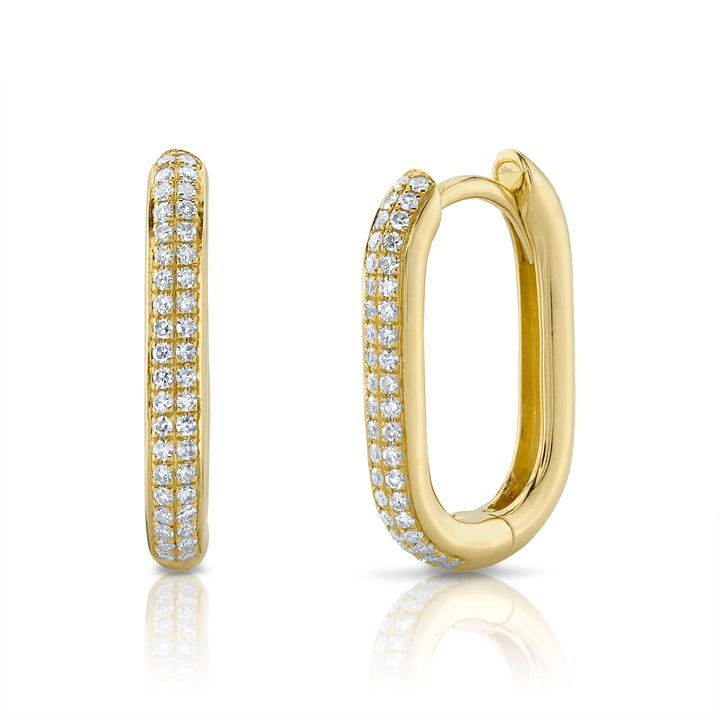Shy Creation 14K Yellow Gold 0.18 TCW Diamond Oval Hoop Earrings SC55023239H0.65