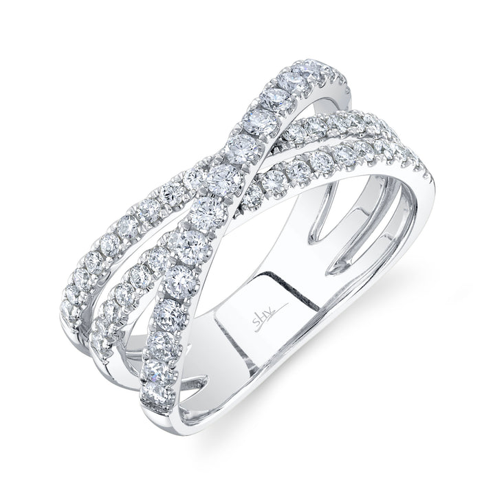 Shy Creation 0.79Ct 14K White Gold Diamond Bridge Ring SC55024861