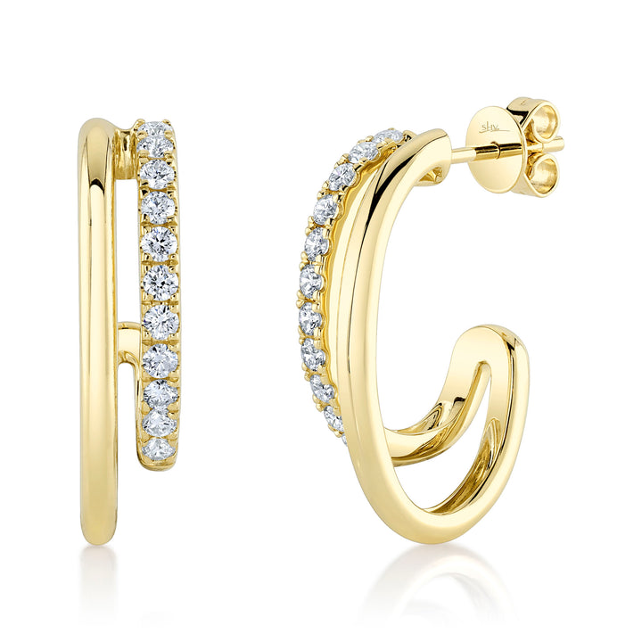 Shy Creation 0.58Ct 14K Yellow Gold Diamond Earring SC55024971
