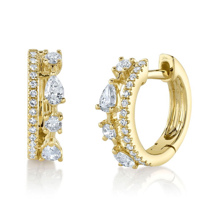 Shy Creation 14K Yellow Gold  0.43 TCW Diamond Pear Huggie Earrings SC55025100