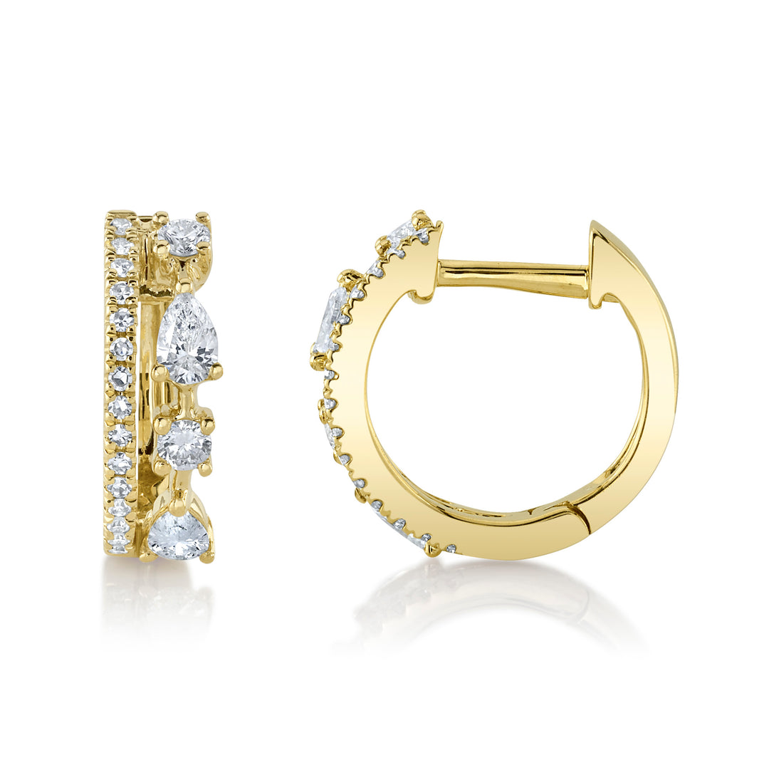 Shy Creation 14K Yellow Gold  0.43 TCW Diamond Pear Huggie Earrings SC55025100