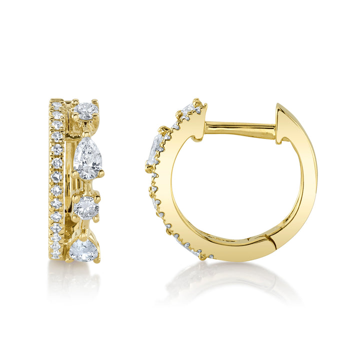 Shy Creation 14K Yellow Gold  0.43 TCW Diamond Pear Huggie Earrings SC55025100