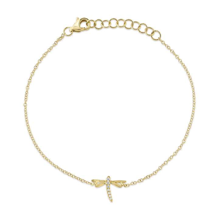Shy Creation 0.03 TCW 14LK Yellow Gold Diamond Dragonfly Bracelet SC55025143