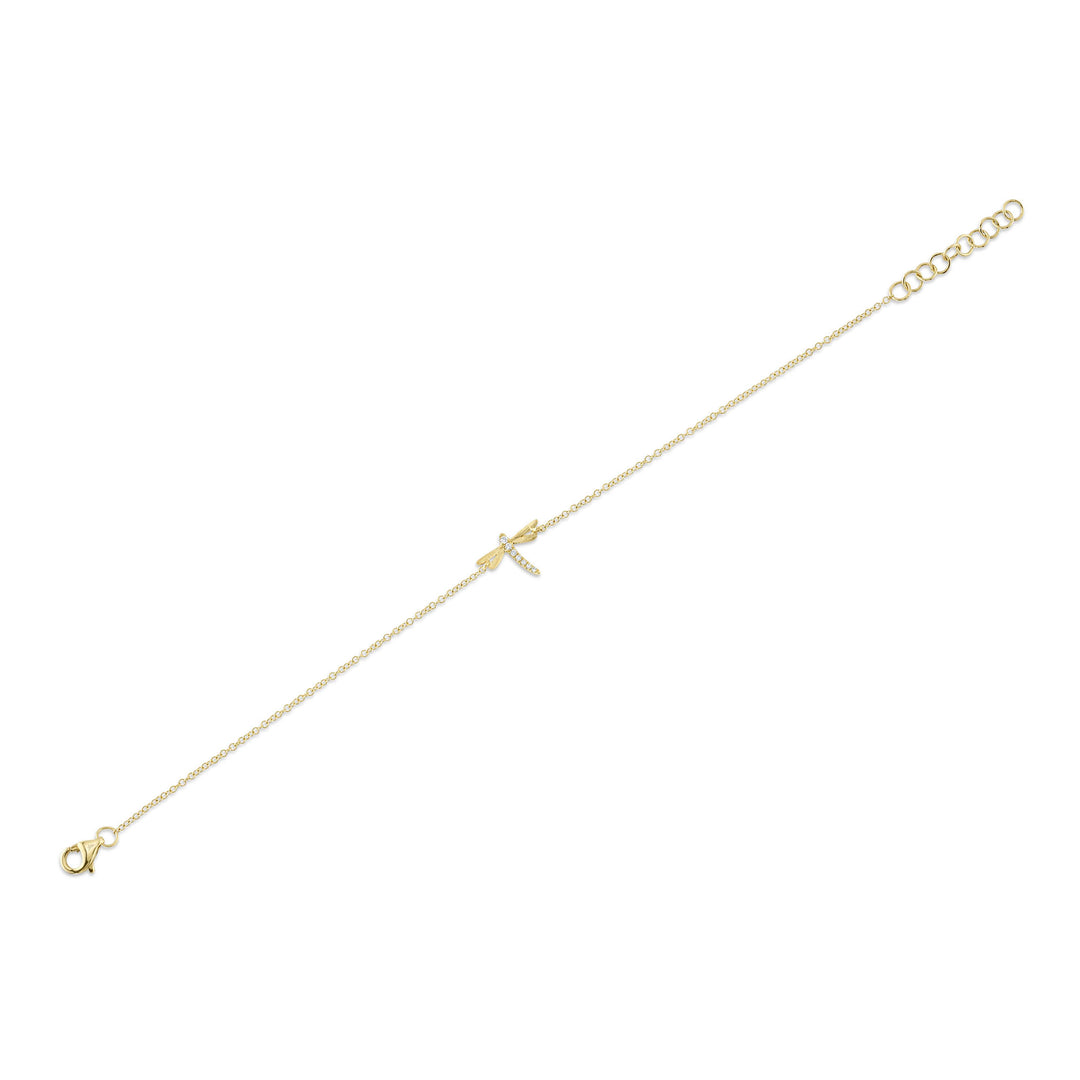 Shy Creation 0.03 TCW 14LK Yellow Gold Diamond Dragonfly Bracelet SC55025143