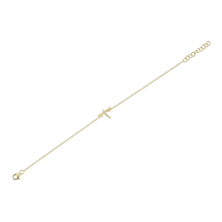 Shy Creation 0.03 TCW 14LK Yellow Gold Diamond Dragonfly Bracelet SC55025143