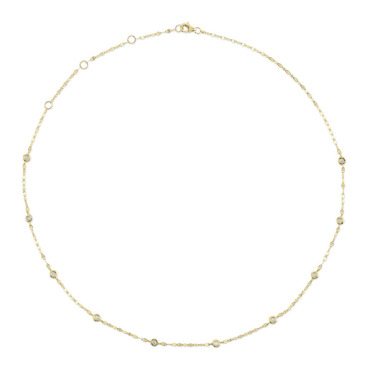 Shy Creation 0.20 ct 18" Bezel-Set Diamond Station Sparkle Necklace in 14K Yellow Gold — SC55025783