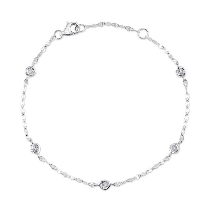 Shy Creation 0.10 TCW 14K White Gold 7" Diamonds By The Yard Sparkle Chain Bracelet SC55025786