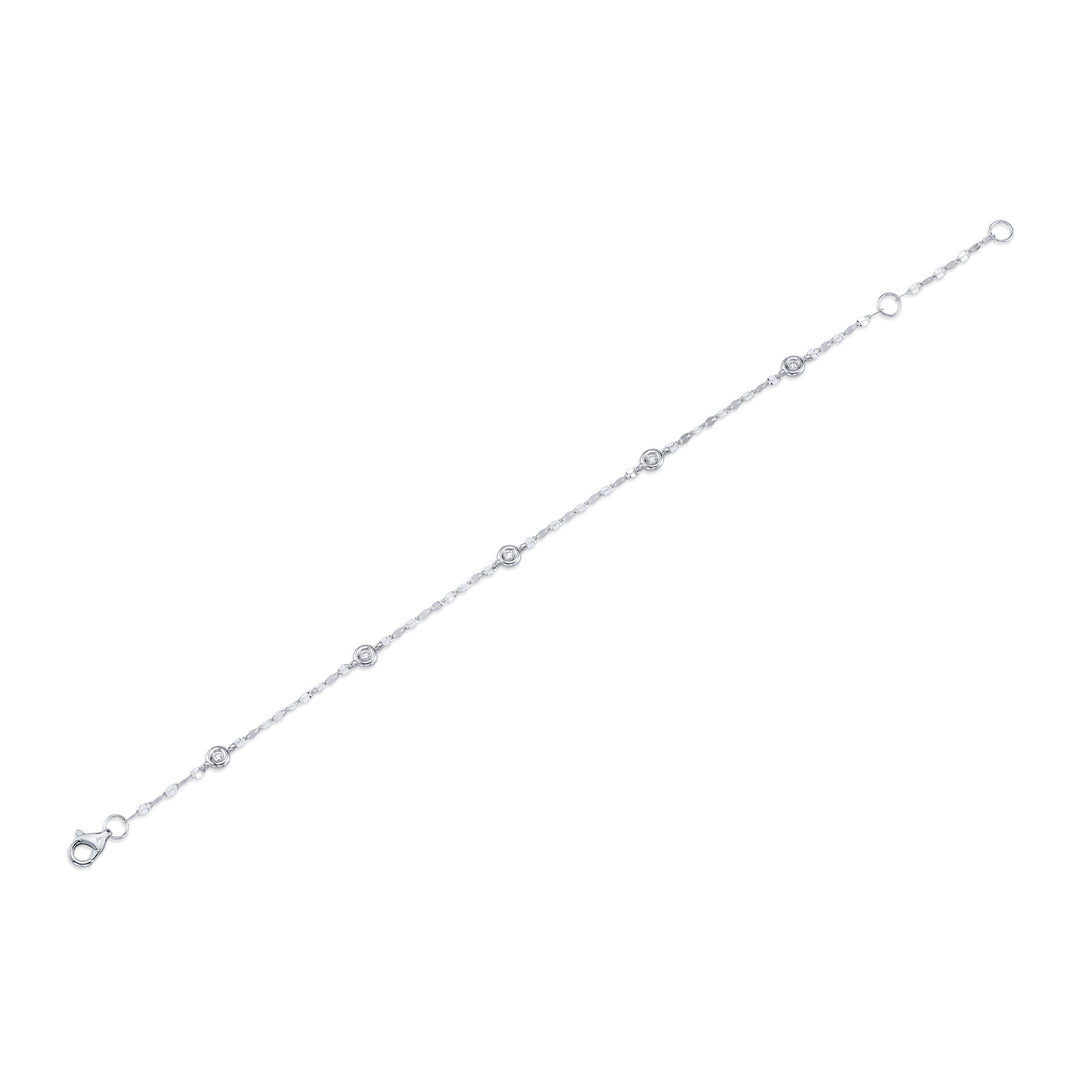 Shy Creation 0.10 TCW 14K White Gold 7" Diamonds By The Yard Sparkle Chain Bracelet SC55025786