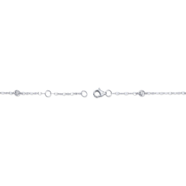 Shy Creation 0.10 TCW 14K White Gold 7" Diamonds By The Yard Sparkle Chain Bracelet SC55025786