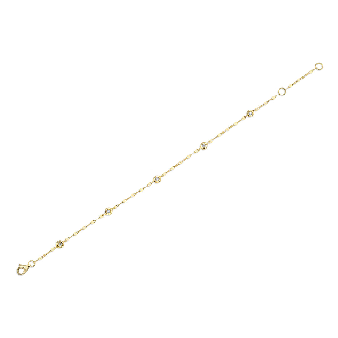 Shy Creation 0.10 TCW 14K Yellow Gold 7" Diamonds By The Yard Sparkle Chain Bracelet SC55025787