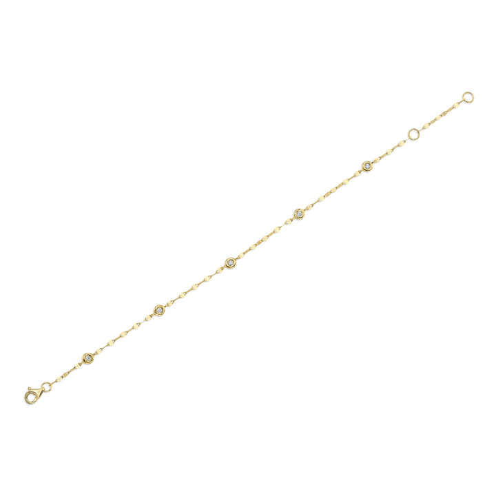 Shy Creation 0.10 TCW 14K Yellow Gold 7" Diamonds By The Yard Sparkle Chain Bracelet SC55025787