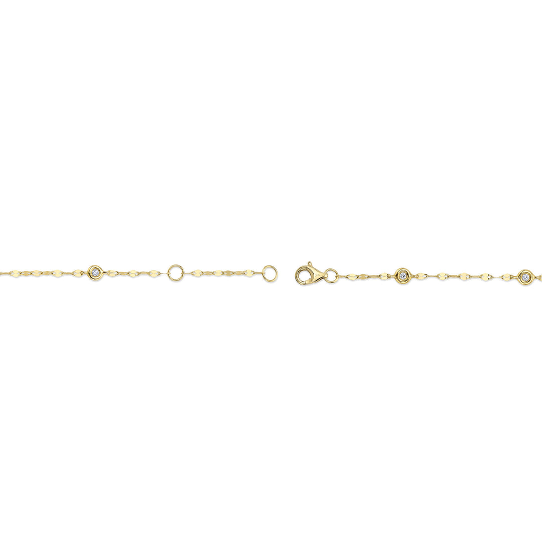 Shy Creation 0.10 TCW 14K Yellow Gold 7" Diamonds By The Yard Sparkle Chain Bracelet SC55025787