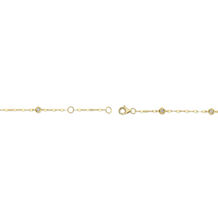 Shy Creation 0.10 TCW 14K Yellow Gold 7" Diamonds By The Yard Sparkle Chain Bracelet SC55025787