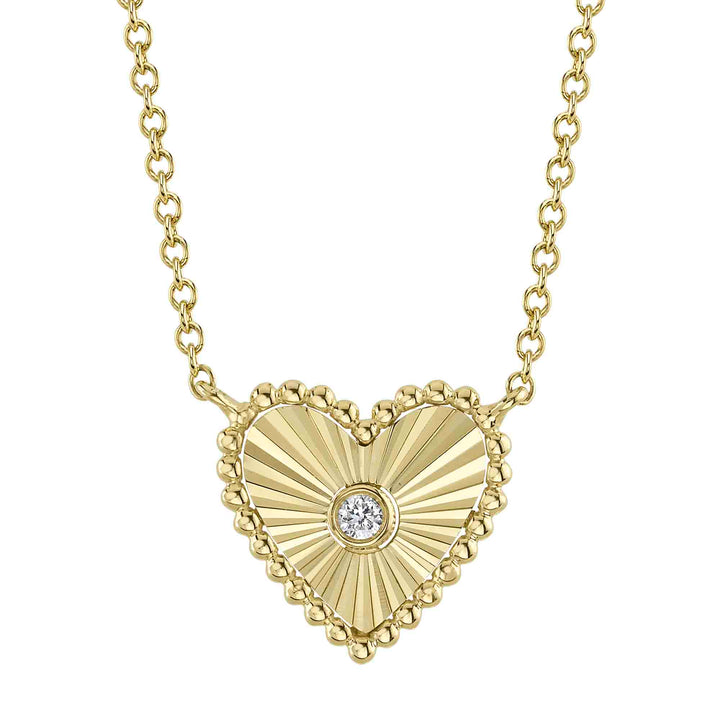 Diamond Ribbed Heart Necklace