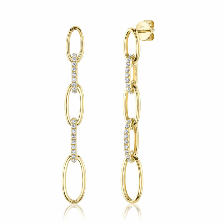 Shy Creation 0.49Ct 14K Yellow Gold Diamond Link Earring SC55026210