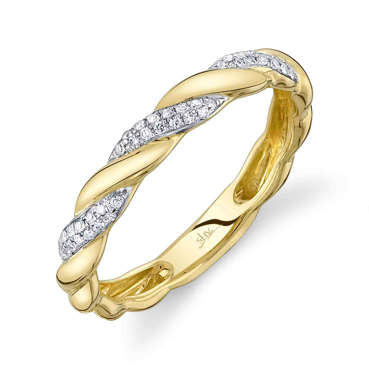 Shy Creation 0.09Ct 14K Yellow Gold Diamond Twisted Band SC55026363RD