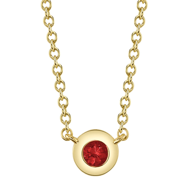 0.05 ct Ruby Bezel Necklace in 14K Yellow Gold
