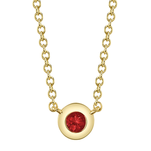 Shy Creation 0.05 ct Ruby Bezel Necklace in 14K Yellow Gold