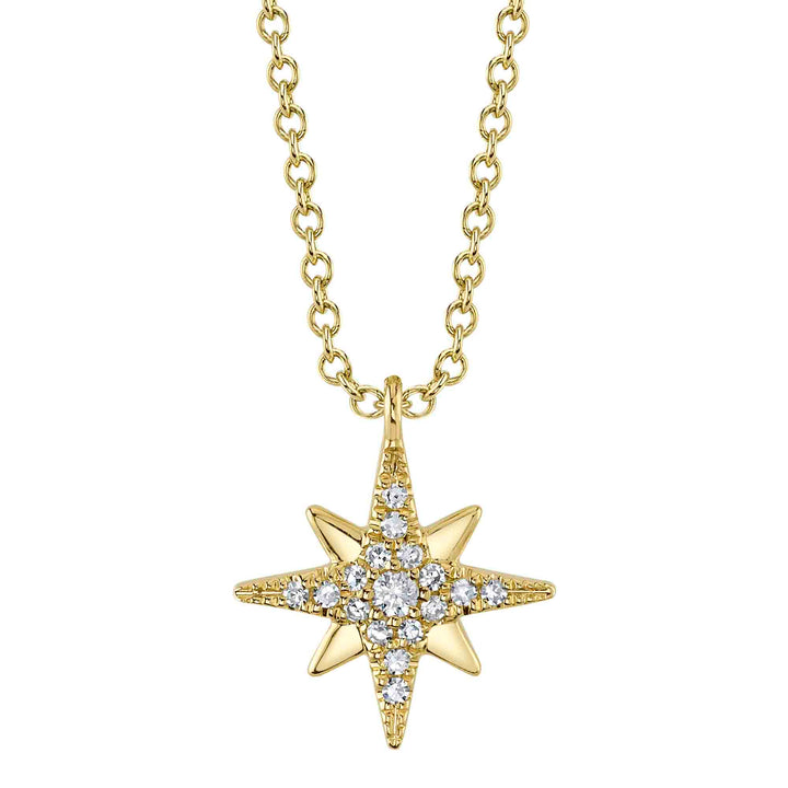 Shy Creation 0.06Ct 14K Yellow Gold Diamond North Star Necklace SC55026493