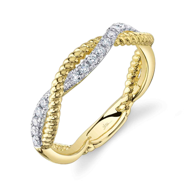 Shy Creation 0.22Ct 14K Yellow Gold Diamond Twisted Ring SC55026861RD