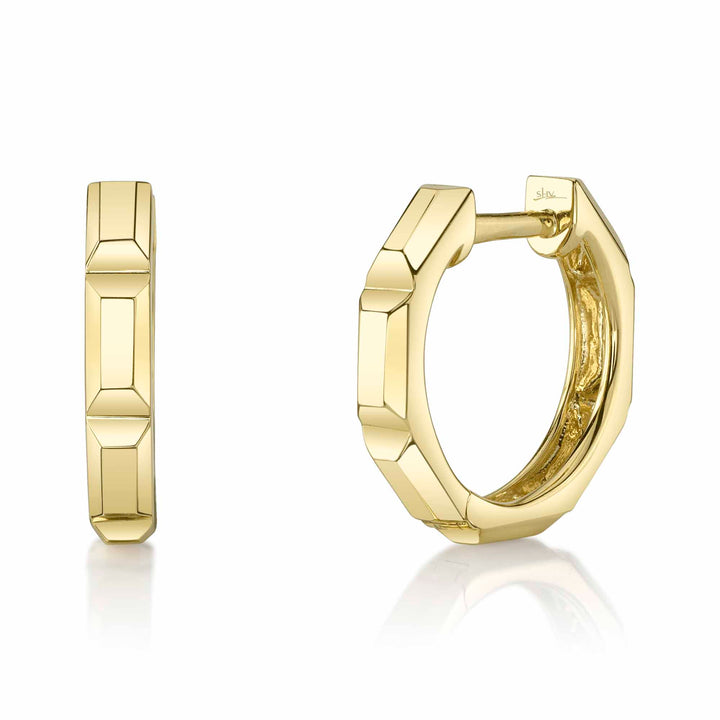 Shy Creation 14K Yellow Gold Octagon Geo Cut Huggie Earring SC55026876V2GO