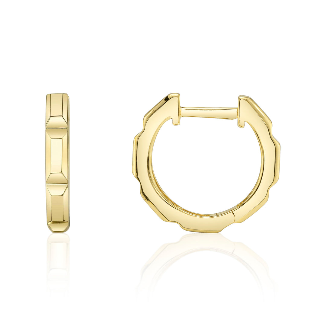 Shy Creation 14K Yellow Gold Octagon Geo Cut Huggie Earring SC55026876V2GO