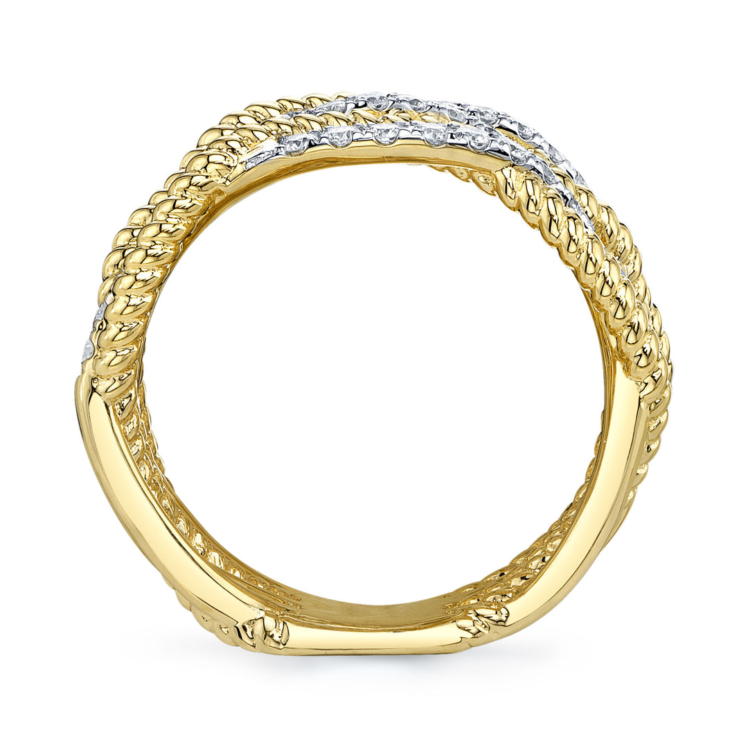 Shy Creation 0.62Ct 14K Yellow Gold Diamond Twisted Ring SC55026952RD