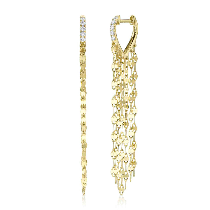 Shy Creation 0.13Ct 14K Yellow Gold Diamond Fringe Earring SC55026976
