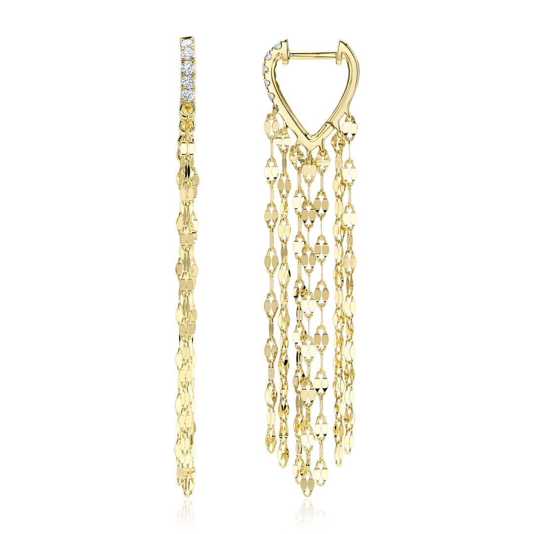 Shy Creation 0.13Ct 14K Yellow Gold Diamond Fringe Earring SC55026976