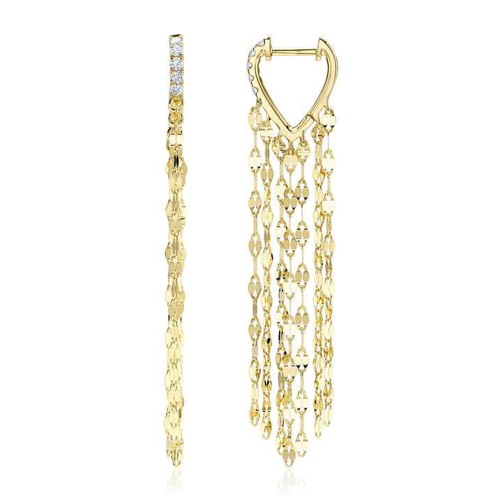 Shy Creation 0.13Ct 14K Yellow Gold Diamond Fringe Earring SC55026976