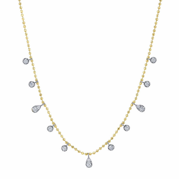 Shy Creation 14K Two-Tone Yellow & White Gold 0.64 TCW Diamond Faceted Ball Chain Necklace SC55027265