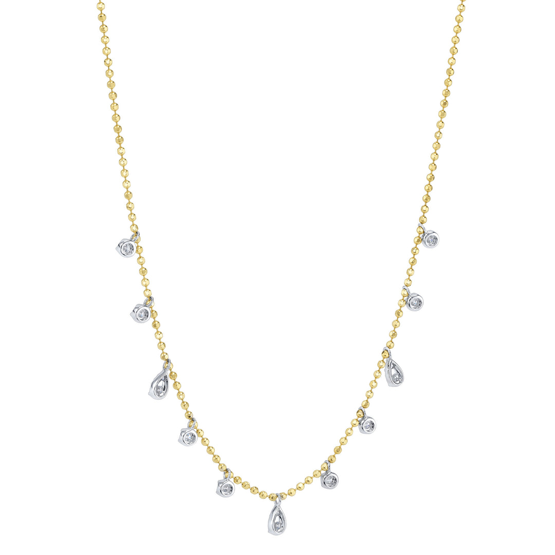 Shy Creation 14K Two-Tone Yellow & White Gold 0.64 TCW Diamond Faceted Ball Chain Necklace SC55027265