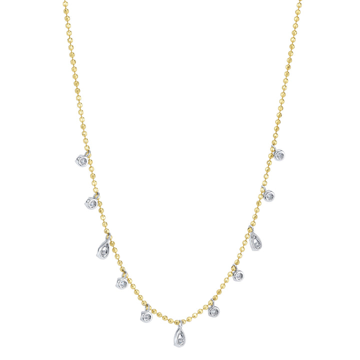 Shy Creation 14K Two-Tone Yellow & White Gold 0.64 TCW Diamond Faceted Ball Chain Necklace SC55027265