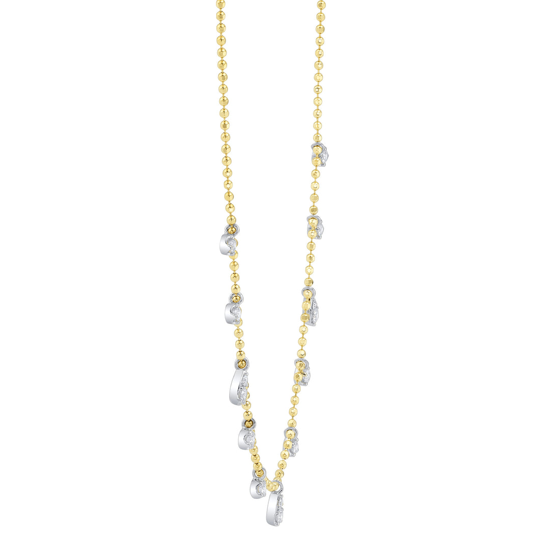 Shy Creation 14K Two-Tone Yellow & White Gold 0.64 TCW Diamond Faceted Ball Chain Necklace SC55027265