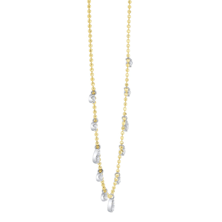 Shy Creation 14K Two-Tone Yellow & White Gold 0.64 TCW Diamond Faceted Ball Chain Necklace SC55027265