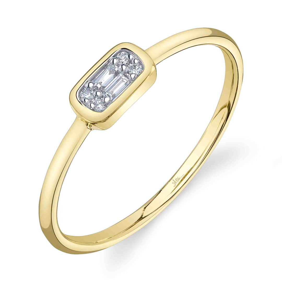 Shy Creation 0.07Ct 14K Yellow Gold Diamond Baguette Ring SC55027375RD
