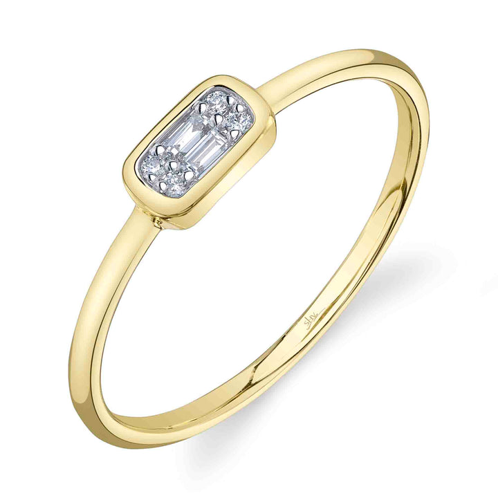 Shy Creation 0.07Ct 14K Yellow Gold Diamond Baguette Ring SC55027375RD