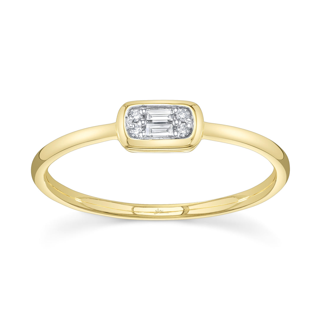 Shy Creation 0.07Ct 14K Yellow Gold Diamond Baguette Ring SC55027375RD
