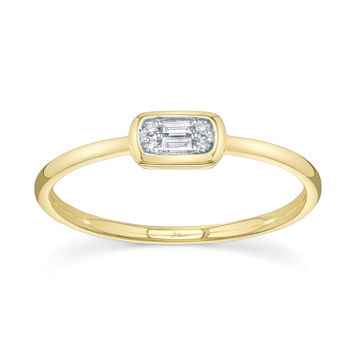 Shy Creation 0.07Ct 14K Yellow Gold Diamond Baguette Ring SC55027375RD