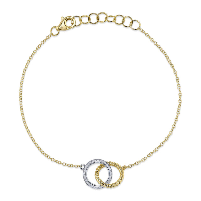 Shy Creation 0.14 ct Diamond Circle Bracelet in 14K Two-Tone Yellow Gold