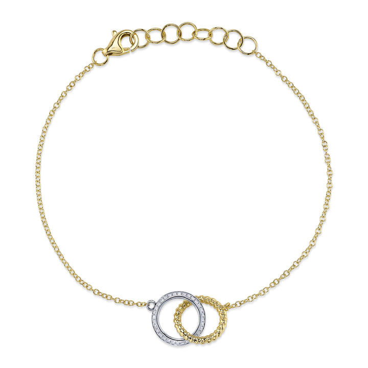 Shy Creation 14K Two-Tone Yellow & White Gold 0.14 TCW Diamond Circle Bracelet SC55027542