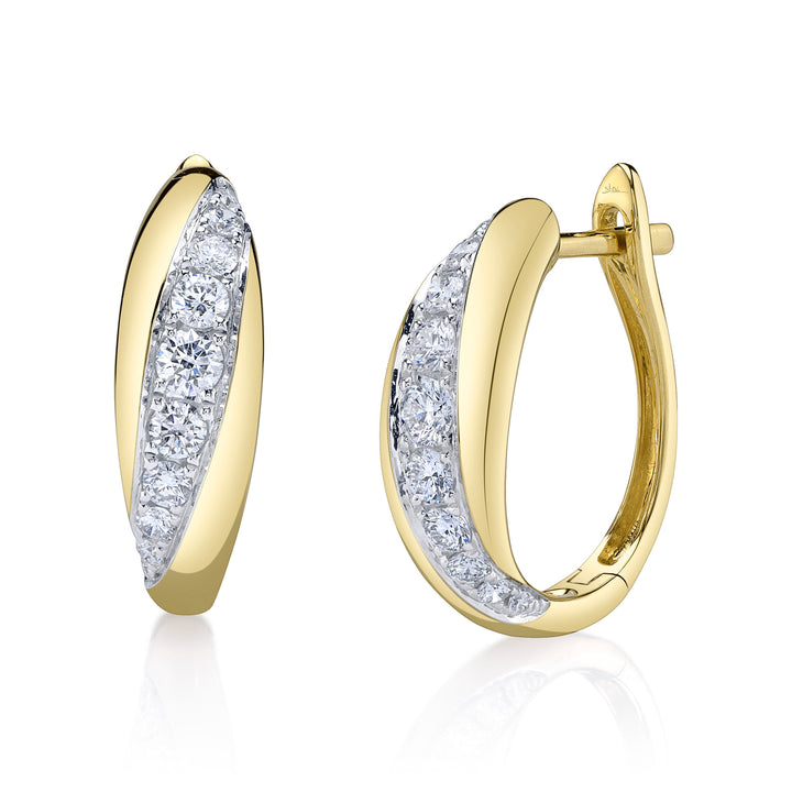Shy Creation 0.66Ct 14K Yellow Gold Diamond Oval Hoop Earring SC55027843RDH0.75